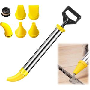 Mortar Pointing Grouting Gun, Cement Caulking Pump with 5 Nozzles for Grouting of Doors & Windows, Stainless Steel Mortar Sprayer Applicator Tool for Grouting, Sealing, Joint Filling (Yellow)