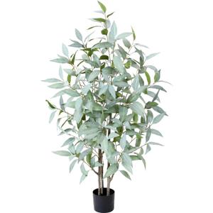 Artificial Eucalyptus Tree, 4ft Tall Fake Silk Plants with Pot, Faux Floor Plant with White Leave Fake, Artificial Plants Indoor for Home Office Decor