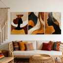 Framed Boho African American Wall Art Black Woman Canvas Print Gold Vintage Abstract Black Female Painting Picture Wall Decor for Living Room Bedroom Office 16x24 Inches