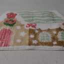 Whaline Christmas Bathroom Rug Absorbent Pastel Gingerbread House Tufted Bath Mat Non Slip Shower Rug Front Door Mat for Winter Xmas Home Room Entrance, 20" x 31.5"