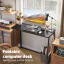 WOHOMO Folding Desk, 39.4" Narrow Writing Foldable Desk, Space-Saving Laptop Table, Easy Assemble Workstation for Home Office, Black, Large Size:39.4 x 15.7