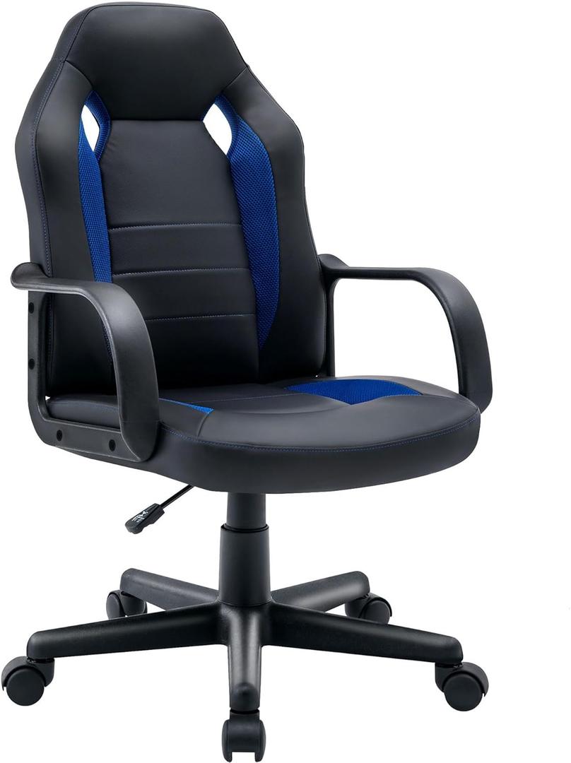 Ergonomic Computer Gaming Chair Home Office Racing Executive Video Task Desk PU Leather for Adults Teens Kids Gamer (Speedy Blue)