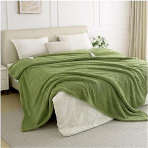 Heated Blanket Electric Blanket King Size, 90" x 100" Fast Heating Blanket with Dual Control 8 Heating Levels & 10 Hours Auto Off, Machine Washable, ETL & FCC Certification, Green