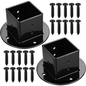 2pcs Floor Flange Post Base, 50x50 mm Post Anchor Heavy Duty, Fence Deck Railing Mailbox Post Flange Anchor Base Brackets for Deck Railing Mailbox