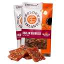 Golden Island Korean BBQ Pork Jerky - (2 Pack) 9 oz Resealable Bag - Fire-Grilled Specialty Meat Snack - Sweet & Savory Protein Snack - 7g Protein per Serving - Made with 100% All-Natural Pork (EXP 01/16/27)