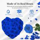 16 Flowers Forever in Heart Shape Box, Eternal Roses, Preserved Roses, Immortal Roses Birthday Gift for Her, Women, Mothers Day gifts for mom - Blue Rose