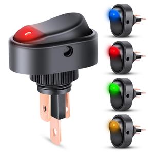 Nilight 5PCS LED Lighted Rocker Switch 12V Illuminated ON Off Toggle Switches 30A 3Pin SPST Oval Shaped 12mm Hole Red Yellow Blue Green for Car Truck RV Motorcycles Marine Boats