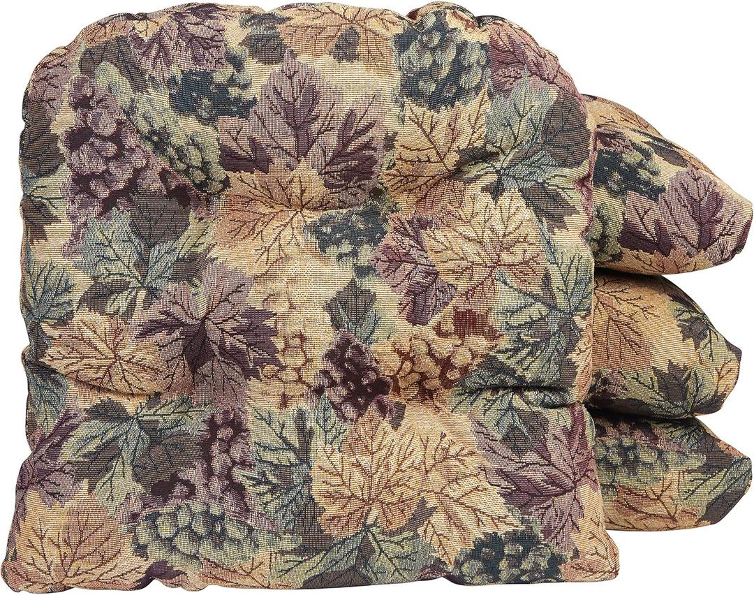 Klear Vu Gripper Overstuffed Universal Non-Slip Dining Chair Cushions for Kitchen Decor or Office Use, U-Shaped Skid-Proof Seat Pad, 15x15 Inches, Set of 4 (Pack of 1), Multi