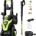 Pressure Washer, Power Washer with 4 Quick Connect Nozzles, High Pressure Cleaning Machine with Foam Cannon for Cars/Fences/Driveways/Patios/Home Cleaning (Green)