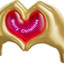 Gold Room Decor Heart Hand Sculpture,RGB Light,Bedroom Kitchen Table Bookshelf Decor, Anniversary Birthday Valentine Thanksgiving Christmas Gifts for Girl Girlfriend Women Mom (Merry Christmas)