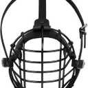 German Shepherd Dog Muzzle Metal Basket for Medium Large Dogs Adjustable Durable Leather Straps Secure Wire Mask for Biting Chewing Barking (M - Size)