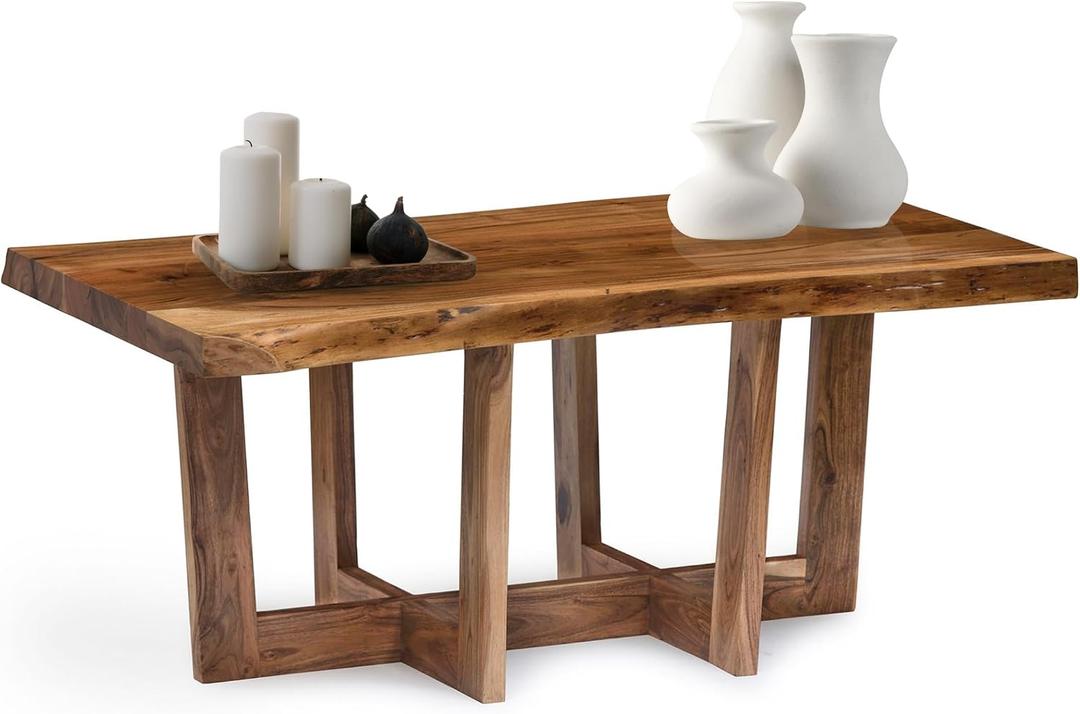Alaterre Furniture Berkshire Live Edge Solid Wood 42 inch Coffee Table, Natural, 42-Inch-Wide