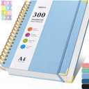 Spiral Notebook 8.5" x 11", 300 Numbered Pages Notebooks College Ruled with Tabs, Hardcover Leather Lined Journal for Women Men, 100GSM Thick Journals for Writing, Large A4 Notebooks for Work School (Light Blue)