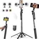 Tripod for iPhone with Light Vlogging Camera, Auto Face Tracking Tripod 360 Rotation with Remote, No App, Portable Travel Phone Holder for Video Recording Live Streaming, Content Creator Essentials