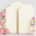 Wokceer Wedding Arch Cover (7.2FT, 6.6FT, 6FT) Set of 3 Spandex Fitted Wedding Arch Stand Covers for Round Top Chiara Arch Backdrop Stands Cover for Birthday Party Ceremony Banquet Decor Ivory