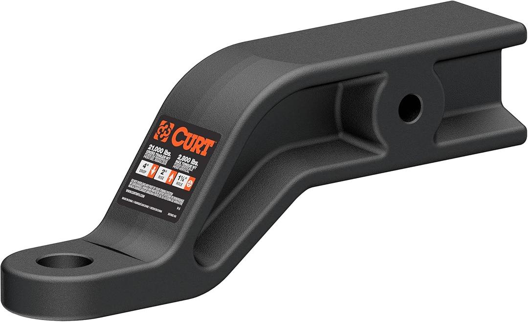 CURT 45430 Industrial Duty Forged Ball Mount with 1-1/4" Trailer Ball Hole, 2" Rise & 4" Drop fits Trailer Hitches with 3" x 3" Receiver Tube Opening | Corrosion, Scratch & UV Damage Resistant