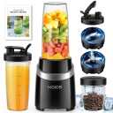 KOIOS Blender for Smoothies, 1000W Personal Blender and Grinder Combo for Kitchen with 2x27oz Portable Smoothie Cups with To-Go Lids 12oz Coffee Cup with Seal Cover Non-BPA for Baby Food, Ice Drinks