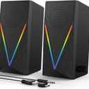 Computer Speakers, Desktop PC Speakers with 6 Colorful RGB Lights, Headphone Jack, Enhanced Bass and Volume Control, USB Powered & 3.5mm Aux Gaming Speakers for Laptop Monitor PC Tablet Phone