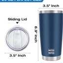 WETOWETO 20oz Tumbler, Stainless Steel Vacuum Insulated Coffee Travel Mug, Double Wall Powder Coated Insulated Coffee Mug Travel Mug with Lid Thermal Cup for Outdoor (Navy Blue, 1 Pack)
