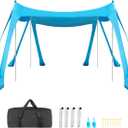 VEVOR Beach Tent Sun Shelter, UPF50+ Sun Protection, 6.6 ft Tall, 10 x 10 ft, Easy Pop Up Beach Canopy with Sandbags, Stability Poles, Sand Shovels, Portable Shade for Family, Camping, Fishing, Blue