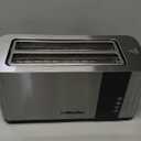 Mueller UltraToast Full Stainless Steel Toaster 4 Slice, Long Extra-Wide Slots for Bagels and Waffles, 6 Browning Levels, LED Display, Cancel/Defrost/Reheat Functions & Removable Tray, Kitchen Gadgets