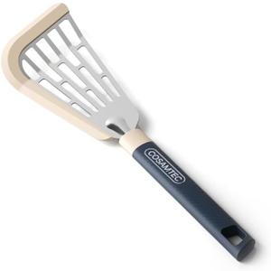 Silicone Fish Spatula Flexible Curved Edge Slotted Turner for Non-Stick Cookware Egg Pancake Flipper with Heat Resistant Nylon Handle