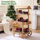 Flower Cart Display Stand with Wheels, 3-Tier Wooden Candy Cart