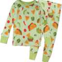 HonestBaby 2-Piece Pajamas Sleepwear Pjs 100% Organic Cotton for Baby, Toddler, Kids, Boy (18 Months, Taco Time)