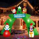 12FT Christmas Tree Arch Inflatable Decoration, Built-in LED Lights and Rotating Colored Lights, Suitable for Christmas Lawns, Gardens, Courtyards Outdoor Inflatable Decoration