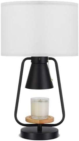Riceears 21in Table Lamp with Candle Warmer 2 Bulbs, 2 Independent Switches, Large Table Lamp for Nightstand Bedroom Living Room Bed Side, E26 & GU10 Bulbs Included