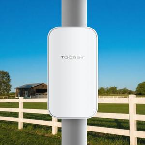 TODAAIR Outdoor WiFi Extender Long Range, WiFi Extender Signal Booster for Outdoors, WiFi Repeater Covers Up to Least 3440 Sq. ft and 30 Devices, Wi-Fi Signal Repeater for Farm, Courtyard, Factory