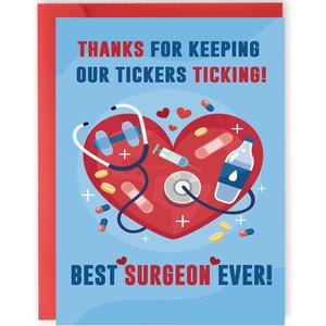 YiKaLus Funny Thank You Card for Surgeon, Heartfelt Appreciation Gift for Doctors Nurses, Best Heart Surgery Ever Appreciation Card