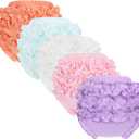 5 Pack Ruffle Diaper Cover - Baby Bloomers, Cute Cotton Baby Girl Shorts,Briefs- Panties for Toddler Girls (6-9 Months, Mix Color)