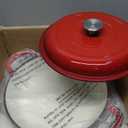 3 Quart Enameled Cast Iron Braiser, Non Stick Enameled Cast Iron Skillet with Lid, Dutch Oven Skillet with lid up to 500F for Oven, Stove, Grill, Shallow Dutch Oven for Cook, Bake (Red)