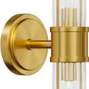 Gold Wall Sconce, Bathroom Light Fixtures with Threaded Glass Indoor Wall Sconces, Modern Sconce Wall Lighting Up and Down Vanity Lights Fixtures for Bathroom Mirror, Hallway, Living Room