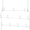 Over The Door Hooks Hanger Rack Multi Use Metal Over The Door Hook Stainless Steel Rustproof Hanger for Coats Hats Robes Clothes Towels(White,1 Set)
