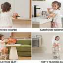 Kids Step Stool for Toddlers - Dual Height Potty Training Stool for Bathroom Sink & Kitchen, Non-Slip 2 Step Stool, Holds up to 200lbs, Sturdy Safety Helper for Kids (Gray White)