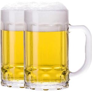 2 Pack Heavy Beer Mugs, Large Beer Glasses with Handle, 14 Ounce Glass Steins, Classic Beer Mug glasses Set