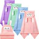 Kenning 4 Pack 28 x 55 Inch Hooded Baby Towels Toddler Bath Towel Toddler Baby Towels with Hood, Hooded Kids Bath Towel for Boy Girl 0-5 Year, Absorbent Thick Soft, Large Size, 4 Colors