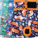 4 Pack Reusable Female Dog Diaper, Highly Absorbent Doggie Diapers for Female Dogs, Dog Diaper Small, Flowers & Dogs
