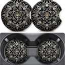 2 Pack Car Coasters for Cup Holders, Mandala Lotus Car Cup Holder Coasters, 2.75" Universal Size Anti Slip Rubber Mat, Car Cup Holder Decal Decor Accessories, Car Accessories Interior for Women Men