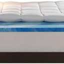 Sleep Innovations Cooling Comfort Gel Memory Foam Dual Layer Mattress Topper, 4 Inch, King Size, Pillow Top Cover
