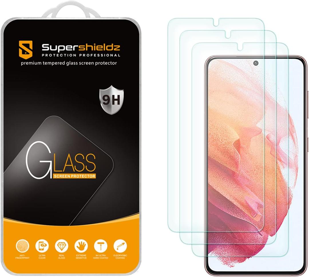 (3 Pack) Supershieldz Designed for Samsung Galaxy S21 5G Tempered Glass Screen Protector, Anti Scratch, Bubble Free