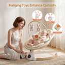 Baby Swing for Infants, Portable Electric Baby Swings with Bluetooth, 5 Swing Speed, 10 Melodies, 5-Point Harness, Remote Control & Touch Panel - Infant Swing for Indoor & Outdoor Use, Beige