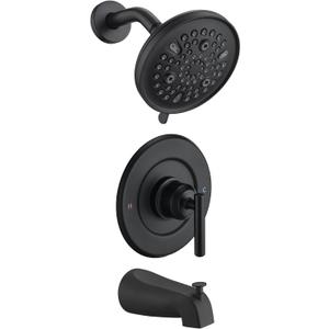 Replacement for Moen Shower Faucet Trim Kit, 9-Setting High Pressure Rain Showerhead, Shower Handle& Tub Spout, (Valve& Catridge Not Inclued), Matte Black