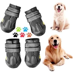 CovertSafe& Dog Boots for Dogs Non-Slip, Waterproof Dog Booties for Outdoor, Dog Shoes for Medium to Large Dogs 4Pcs with Rugged Sole Black, Size 4: (2.6''x2.1'')(L*W) for 31-40 lbs