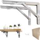 Folding Shelf Brackets 24 inch Heavy Duty,Max Load: 550 lb-Stainless Steel Collapsible Shelf Bracket,Wall Mounted Folding Table Bracket Save Space,Pack of 2