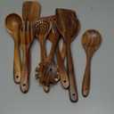 Wooden Kitchen Utensils Set,GUDAMAYE 9 PCE Natural Teak Wooden Spoons For Non-stick Pan for Cooking,