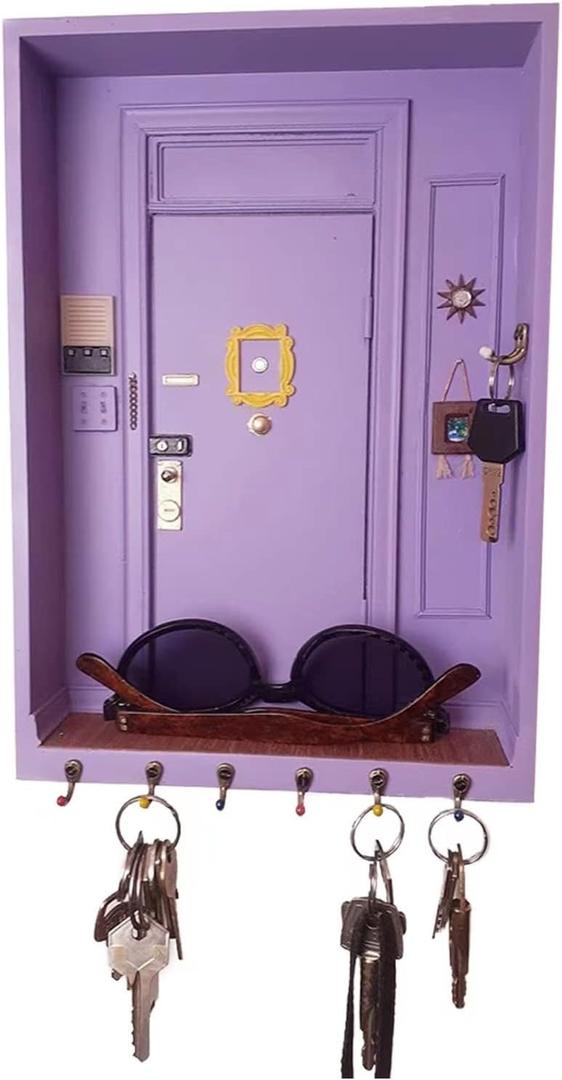 Friends Key Holder for WallFriends Tv Show Merchandise GiftsEasy Installation Key Rack for Entryway and Home DecorWall Decor Organizes Keys and Purses While Enhancing Your Rooms Look (Wood)