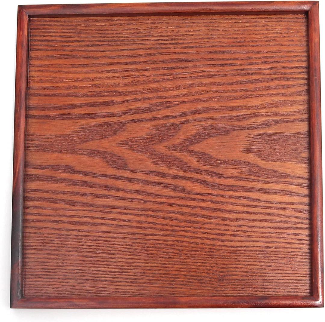Solid Wood Serving Tray, Square Non-Slip Tea Coffee Snack Plate, Serving Tray with Raised Edges, for Home Kitchen Restaurant